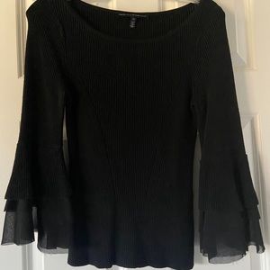 Black and White Ribbed Blouse